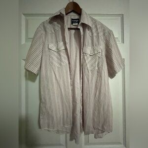 Wrangler Men's Casual Striped Shirt - White and Red